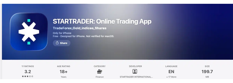 คะแนน App Store (ประเทศไทย) ของ STARTRADER: Online Trading App เดือนกันยายน 2026: 3.2 จาก 5 จากการให้คะแนน 11 รายการ