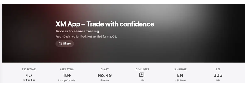 คะแนน App Store (ประเทศไทย) ของ XM App: Trade with confidence เดือนกันยายน 2026: 4.7 จาก 5 จากการให้คะแนน 20,582 รายการ