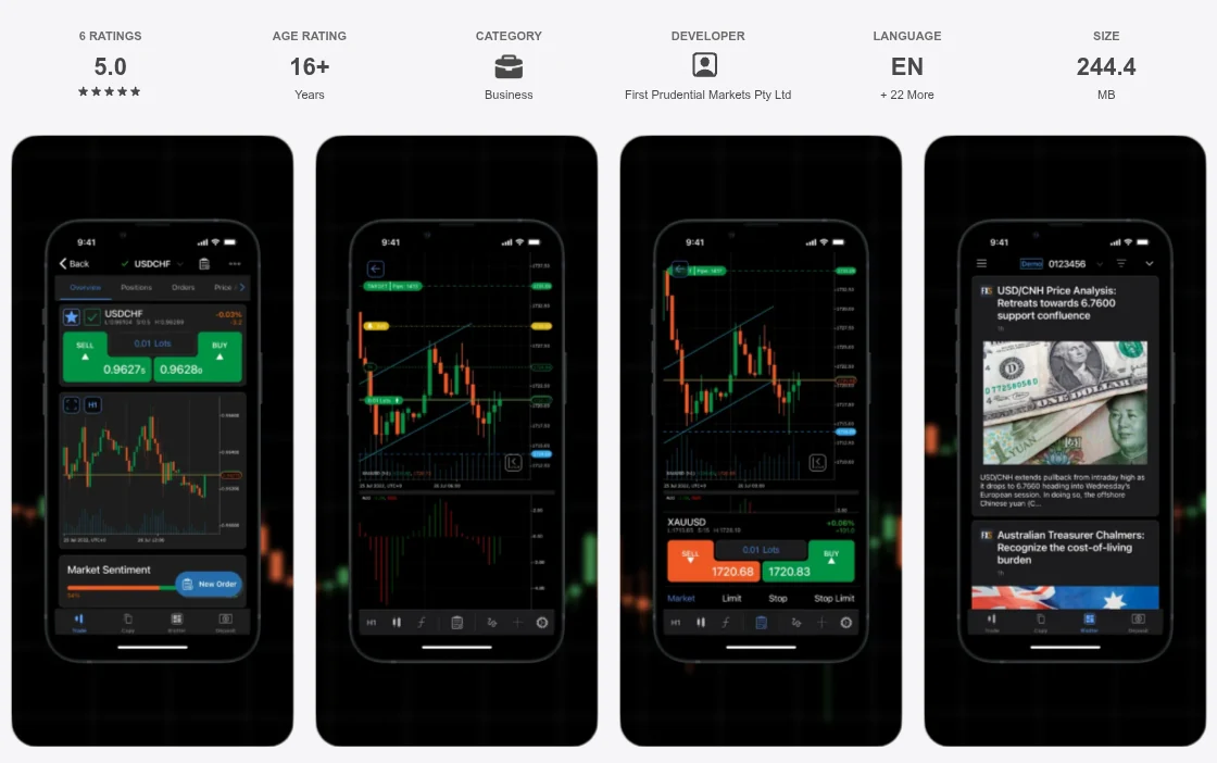 คะแนน App Store (ประเทศไทย) ของ FP Markets cTrader เดือนตุลาคม 2026: 5.0 จาก 5 จากการให้คะแนน 6 รายการ
