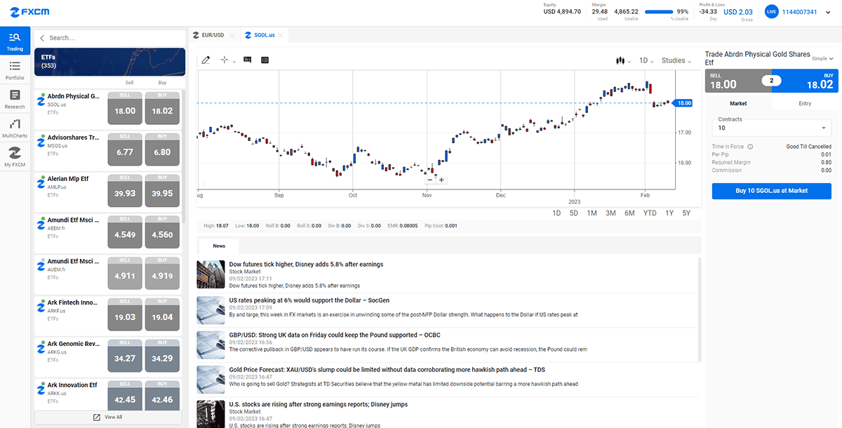 การเทรดบนเบราว์เซอร์ของ FXCM