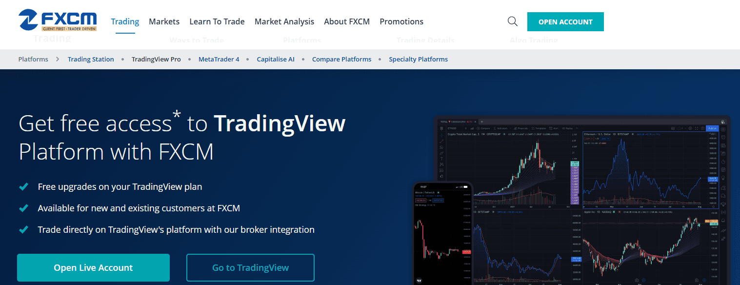 แพลตฟอร์ม FXCM TradingView Pro