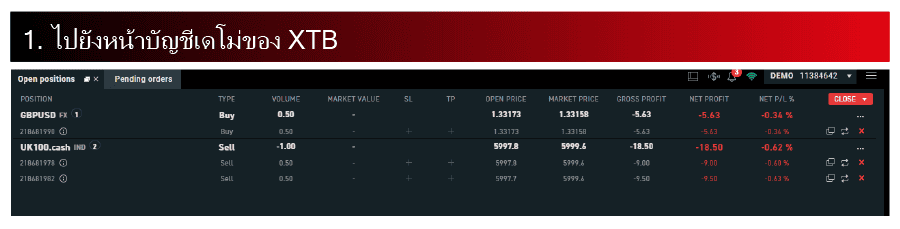 หน้าบัญชีทดลอง xStation