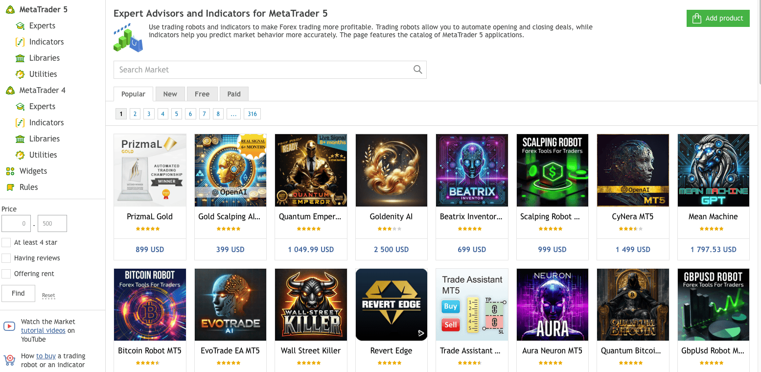 EA และ อินดิเคเตอร์ MT5