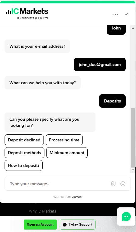 แชทสด IC Markets