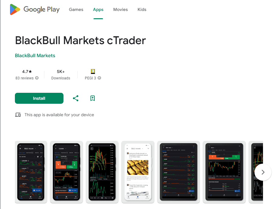 โหลดแอพ Blackbull Markets cTrader