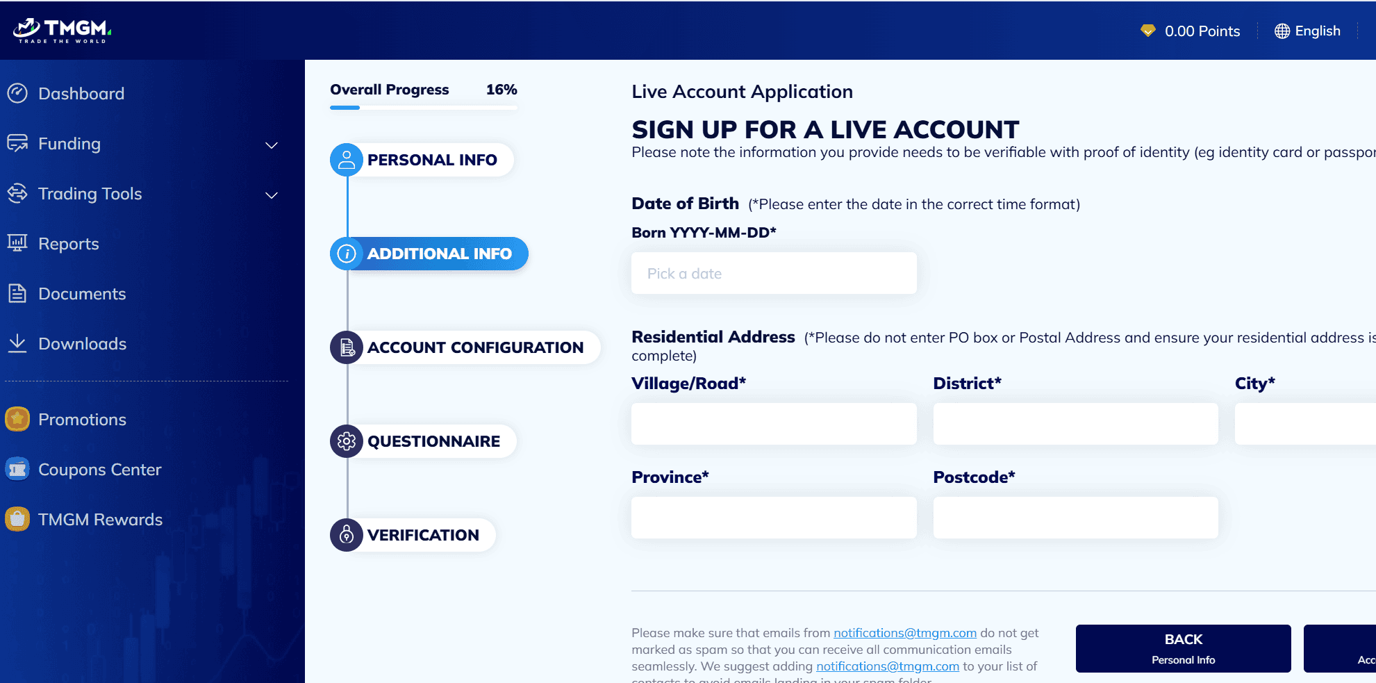 บัญชีทดลองเทรด TMGM