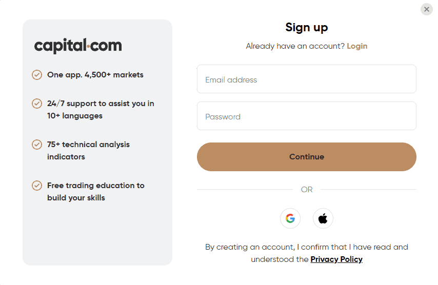 เปิดบัญชีกับ Capital.com