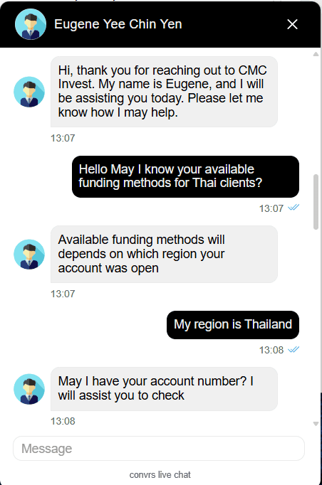 ฝ่ายบริการลูกค้า CMC Markets ยืนยันช่องทางฝากถอนเงินสำหรับลูกค้าไทย